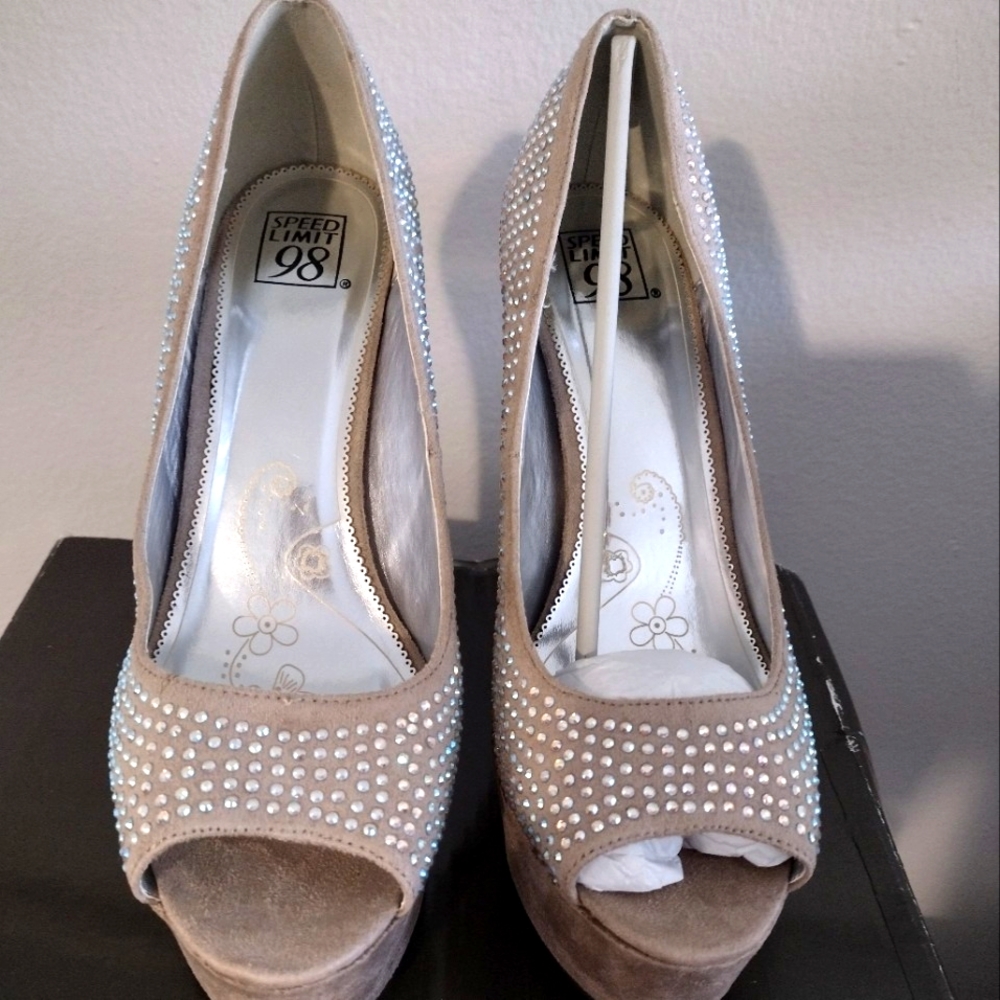 Speed Limit 98, Suede and Studded 6 inch Platform Heel